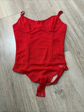 Forever 21 Red womens Snap-Back Bodysuit with Spaghetti Straps